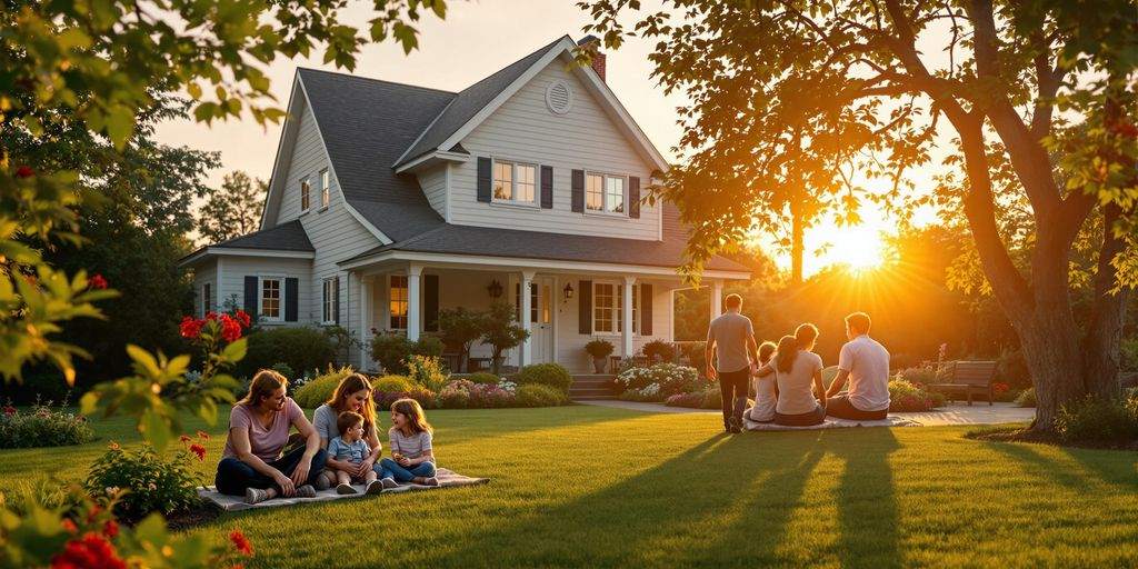 Family enjoying time together outside their beautiful home.