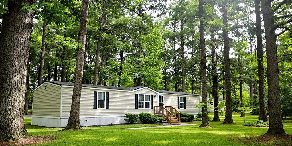 Mobile home in a lush North Carolina setting.