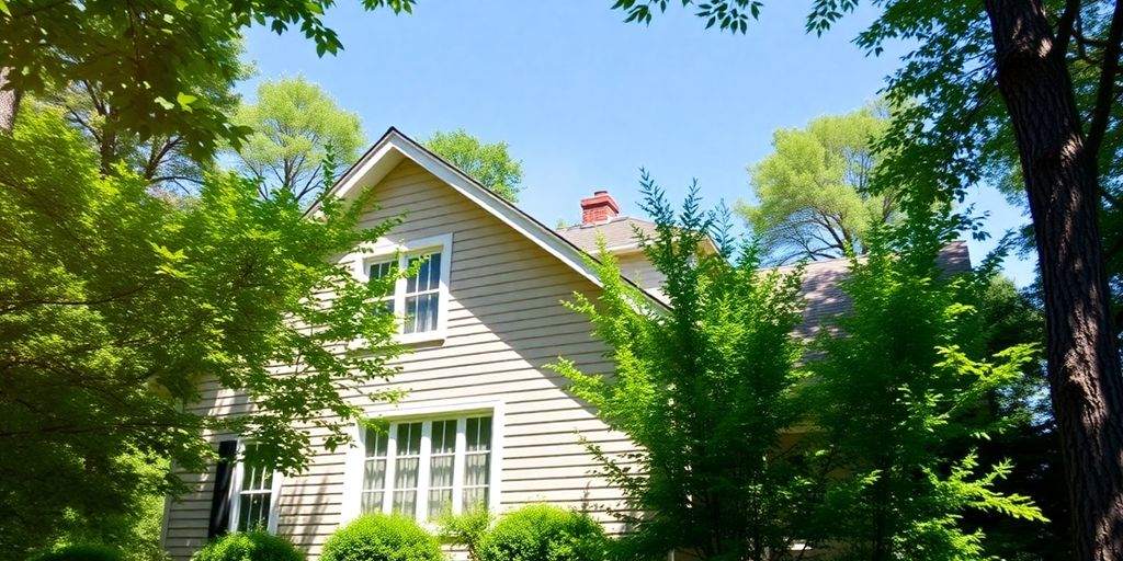 A beautiful home under a sunny sky.