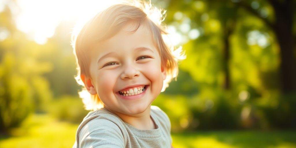 Happy child playing in a sunny park.