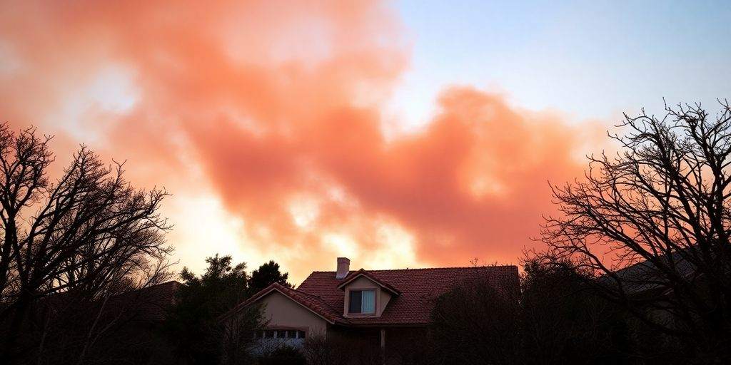 California home near burned forest in wildfire aftermath.