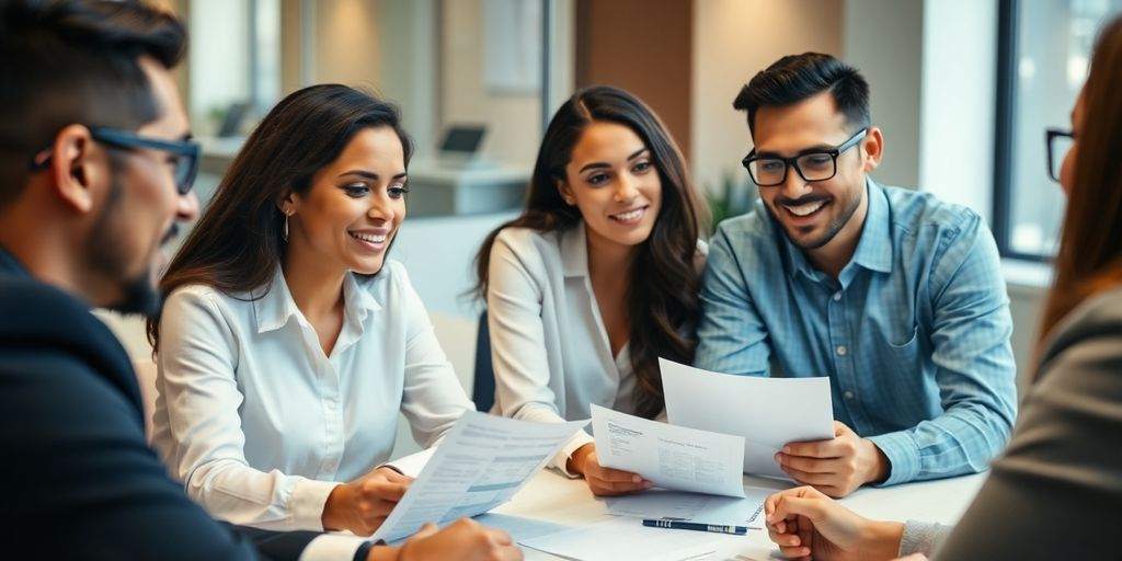 Diverse professionals in a business meeting discussing risk management.