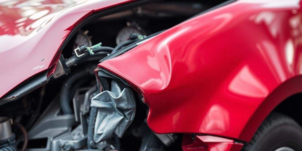 Damaged car highlighting the impact of a collision.
