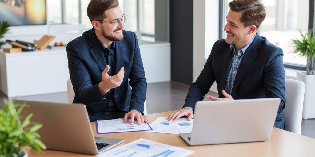 Business discussion about small business liability insurance.