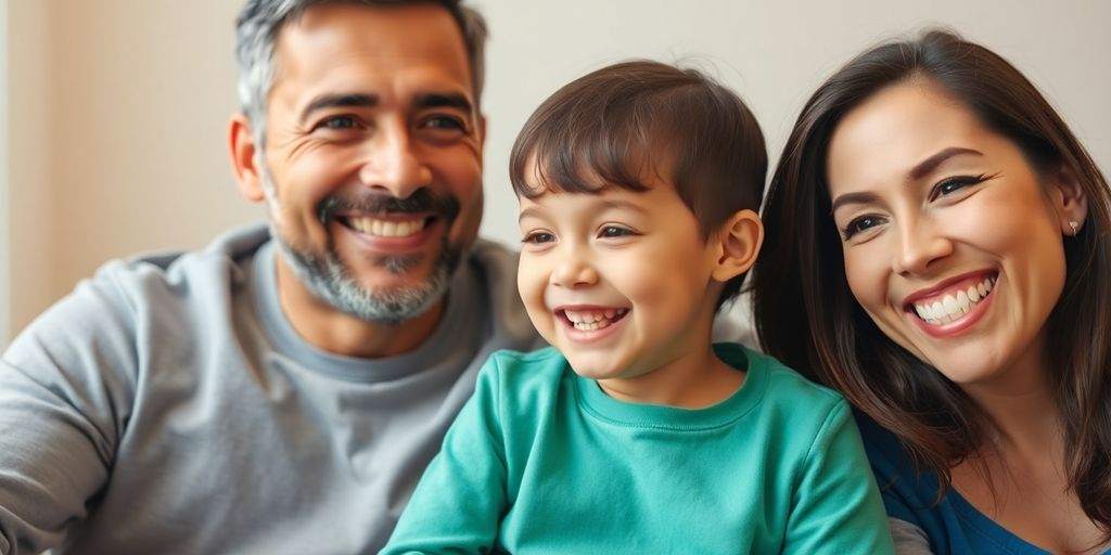 Happy family with child, symbolizing health insurance coverage.