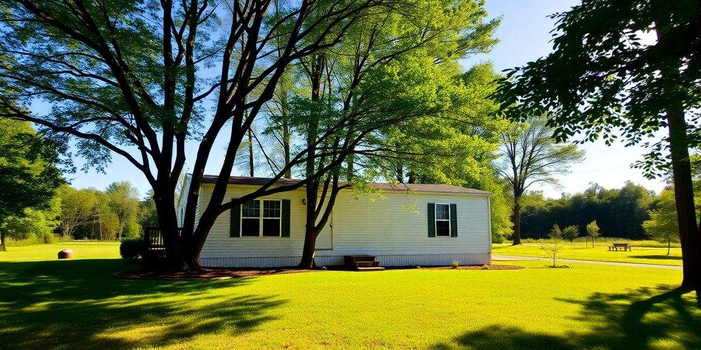 Mobile home in a beautiful North Carolina landscape.