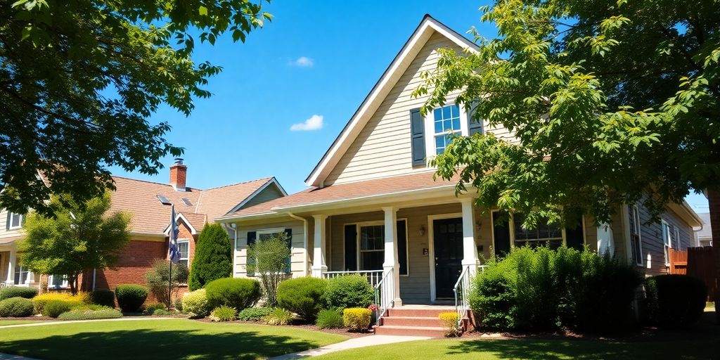 A beautiful home in a verdant neighborhood.