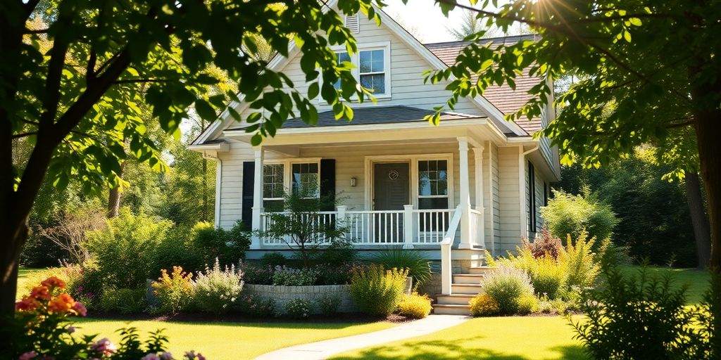 A cozy home with a garden, symbolizing safety and investment.