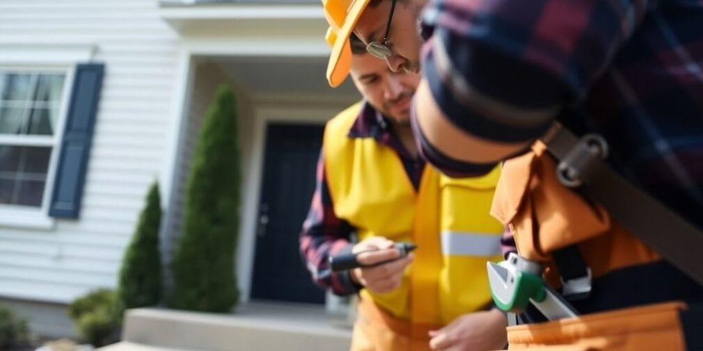 Contractor inspecting a home for accidental damage assessment.