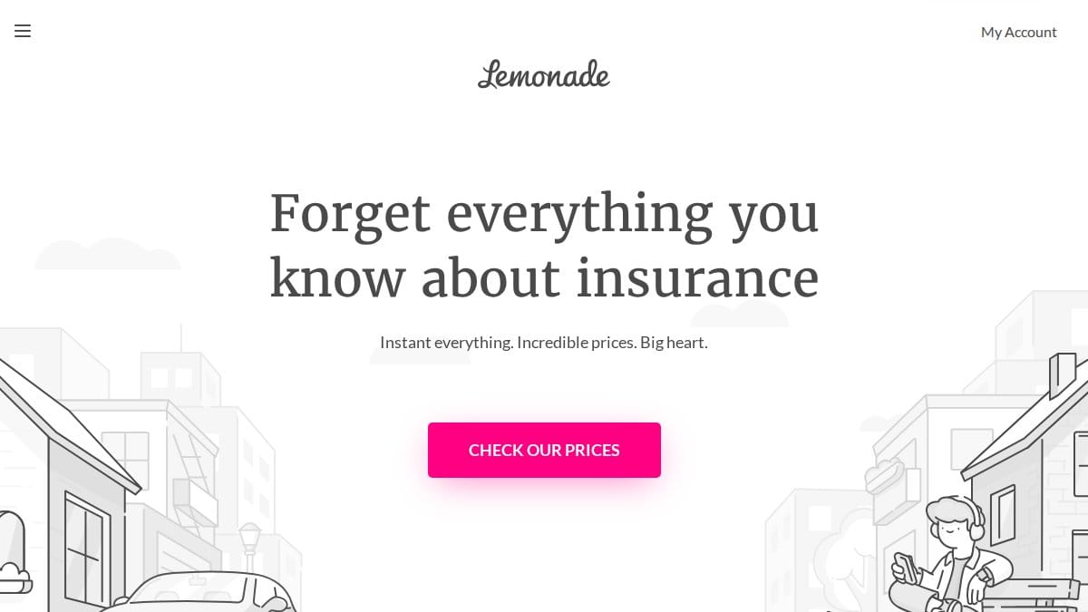 Screenshot of lemonade.com interface