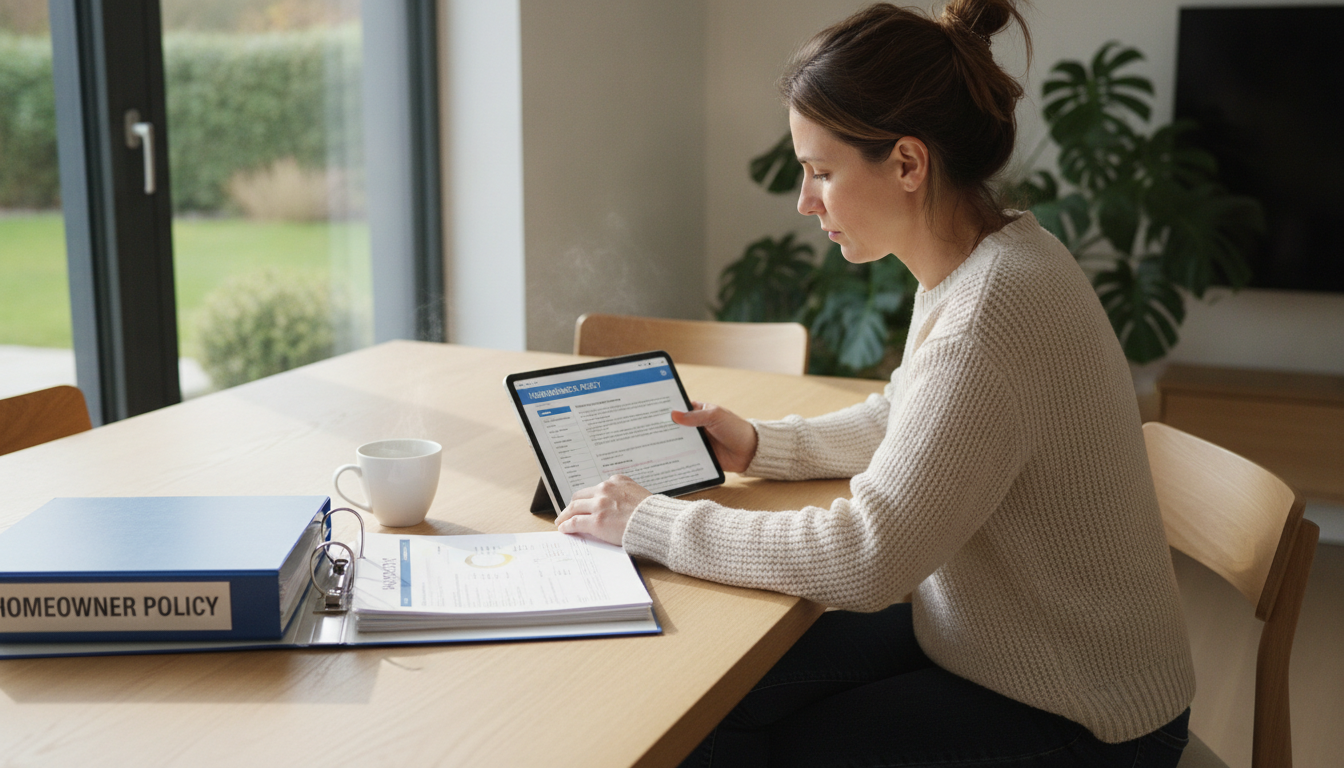 Homeowner reviewing insurance policy and host coverage details on a tablet