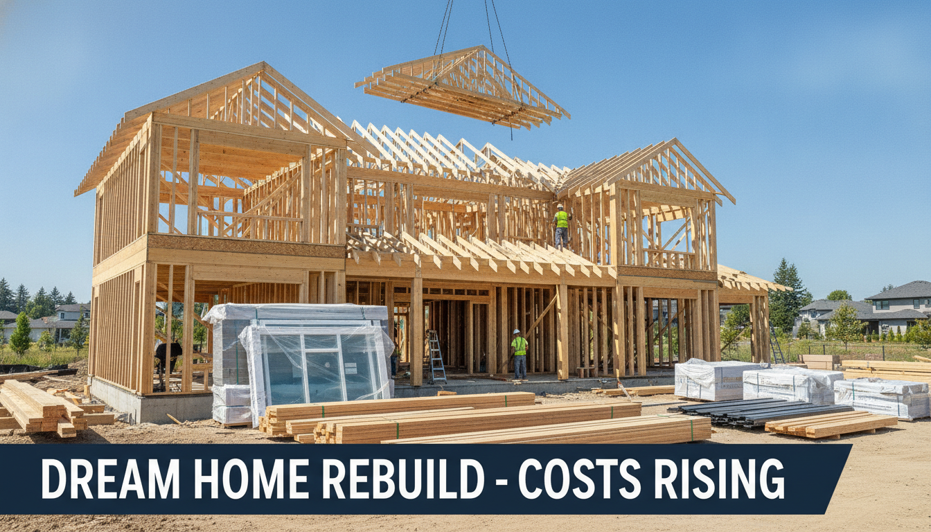 Residential home framing and structural lumber showing construction rebuilding costs