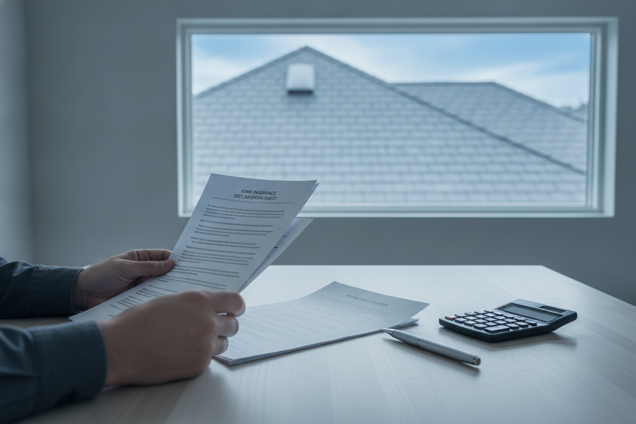 Homeowner reviewing roof insurance endorsement and hail deductible documents